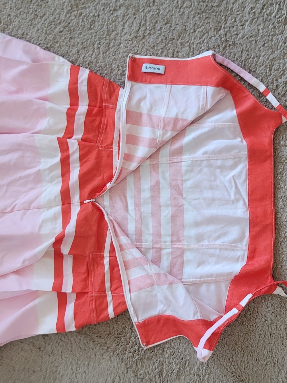 Simkhai Pink and Coral Striped Sundress - Picture 2 of 8